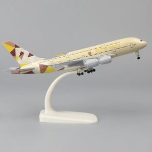 Модель самолета, металлическая модель, 20 см, 1 400, Etihad A380, реплика, материал из сплава, авиационное моделирование, для детей, для мальчиков, 231201