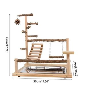 Other Bird Supplies Toy Wooden Bird Parrot Chewing Stand Perch Playground Swing Cage Beads With sale Playstand 231201