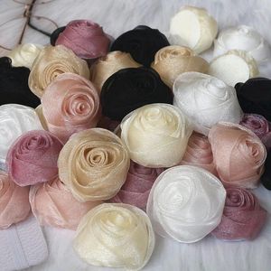 Dekoratif Çiçekler 10 PCS 4.5cm İplik Organza Yapay Gül Bud Diy Gelin Saçkop Giyim El Sanatları Aksesuarları Ev Düğün Süslemeleri