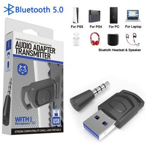 USB Bluetooth 5.0 Transmitter Wireless Game Audio Headphone Adapter Receiver for PS5 PS4 Game Console PC Headset compatible Audio Transmitter With 3.5mm Analog Mic
