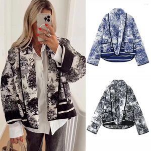 Women's Trench Coats Printed Double Pocket Decorated Cotton Jacket For 2023 Winter Fashion M6228