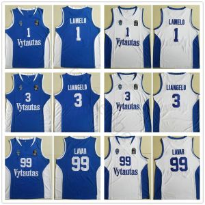 NCAA all'ingrosso Lituania Vytautas # 1 Lamelo Jersey 3 Liangelo Blu Bianco Ed 99 Lavar Ball Maglie da basket Ordine misto
