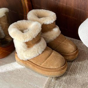Дизайнерские классические ботинки Chillapeak, австралийские ультра-мини-сапоги, каштановая овчина, без шнуровки, замша, шерсть, мех, зимняя снежная обувь, женские ботильоны