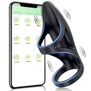 Секс-игрушка-массажер, приложение Bluetooth, вибрирующее кольцо на член, вибратор для пениса, игрушки для задержки эякуляции для мужчин, кольцо для пениса, рукав для члена