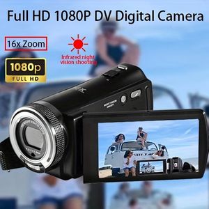 FHD108030FPS 16X Dijital Zoom DV Kamera Şükran Günü için COMS Sensörü ile Noel 270 ° Ekran Döndürme 32G Kart 231221