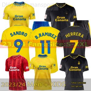 23 24 Las Palmas Futbol Formaları Jonathan Viera 2023 2024 Maillots de Foot Rober A. Lemos Araujo Rodrygo Ontiveros Castro Malaguista Erkek Çocuk Çocuk Özel Jersey