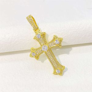 Real u Hip Hop Jewelry Iced Out Vvs Moissanite Diamond Cross Pendant Necklace for Men 925 Sterling Silver Necklaces