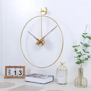 Duvar Saatleri Saat Sessiz Modern Ev Oturma Odası Dekorasyon El Sanatları Tasarım Metal Asma Yüzük Dijital Saat