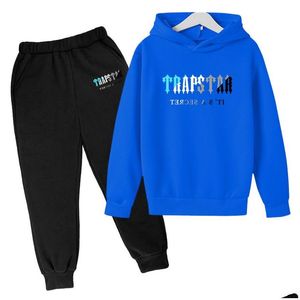 Clothing Sets Brand Trapstar Printed Tracksuit Boys And Girls 2Pcs Hoodie Sweatshirtpants Jogging Suit 411 Years Kids Clothes 230803 D Dh4Gs