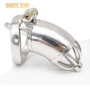New Chaste Bird Male Stainless Steel Cock Cage Penis Ring Chastity Device catheter with Stealth New Lock Adult Sexy Toy A278