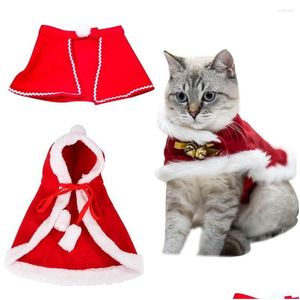 Костюмы для кошек, рождественская забавная одежда Санта-Клауса для маленьких кошек, собак, рождественская одежда для домашних животных, зимняя одежда для котят, Прямая доставка на дом Dhny0