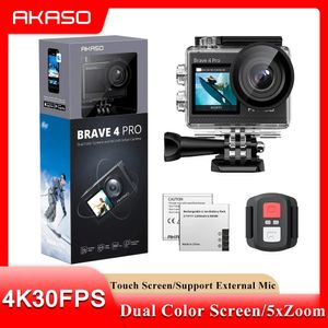 Sports Action Video Cameras AKASO Camera Brave 4 Pro 20MP 131ft Waterproof Dual Screen 5X Zoom Underwater Support Mic 231130