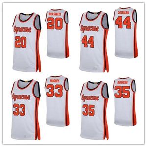 Yeni Syracuse Basketbol Formaları 33 Elijah Hughes Buddy Boeheim Derrick Coleman Marek Dolez NCAA Jersey Portakal Beyaz İşlemeli Ed