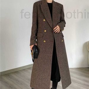 Kadın Trençkotları Tasarımcı Markası Kadın Üstü ve Uzun Stil Ceket için Çift Göğüslü Ceket, Sonbahar Kış Yeni Yün Genişletilmiş Takım, Kore SY3F
