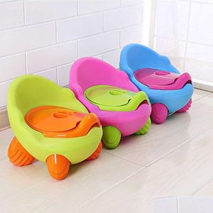 Potties koltuklar bebek taşınabilir çocuk tuvalet karikatür seyahat koltuk çocuklar eğitim lazımlık sandalyesi sevimli plastik renk tenceresi çocuklar için lj201110 d dh1yy