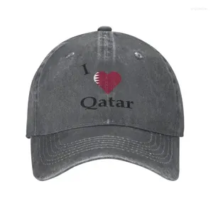 Top Caps Kişiselleştirilmiş Pamuk Ben Katar Bayrak Kalp Beyzbol Kapağı Erkekler İçin Kadınlar Kadın Nefes Alabilir Baba Şapka Sporları