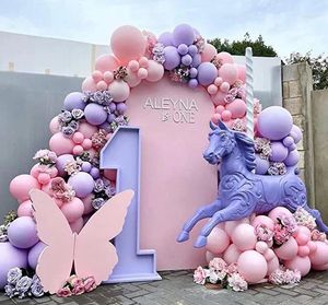 Parti Dekorasyon Açık Pembe Lavanta Çift Doldurcuk Mor Balon Çelenk Kız Doğum Günü Gelin Bebek Vaftiz Cinsiyet