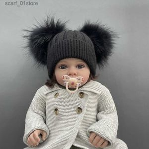 Beanie/Skull Caps MISSJANEFUR Bambino Beanie Cappello 2022 Morbido Angora Lavorato a maglia Pelliccia Pom Cappelli Cute Kids Baby Inverno Caldo All'aperto Infantile Bambini CsL231202