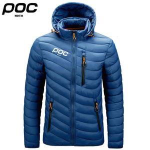 Cycling Jackets Men's Winter Thermal Jacket Moto Poc Cycling Hooded Warm Coat Outdoor Windbreaker Mountain Bike Cothing Bicycle Down Jackets 231201