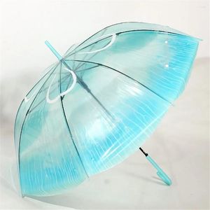 Şemsiye uzun saplı denizanası otomatik şemsiye şeffaf gradyan benzersiz plaj parasol plastik unisex guarda chuva yağmur ekipmanı