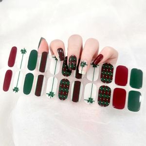 Adesivos decalques Feliz Natal Art Sticker semi-curado Gel Patroces de unhas simples adesivo As tiras de unhas de gel à prova d'água Harden na lâmpada UV Precisa 231202