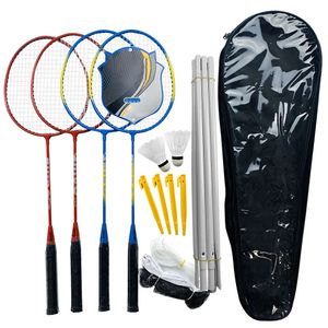 Badminton raketleri spor badminton seti 4 adet badminton raketleri 2 Shuttlecock Balls kuşlar net ayarlanabilir anketler plaj arka bahçe kombo set oyunları 231201