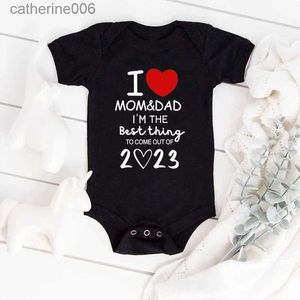 Conjuntos de roupas 2023 melhor coisa bebê meninos meninas macacão algodão bebê onesie eu amo mamãe papai macacão infantil roupas recém-nascidos roupas de bebê l231202