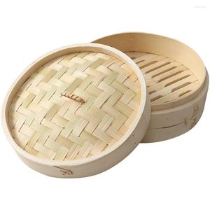 Двойные котлы, 1 комплект бамбуковой корзины для пароварки для изготовления китайских булочек с крышкой, кухонный инструмент для приготовления пищи