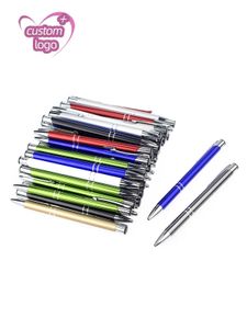 Beyaz Kalemler Lot 50pcs Eğik Üst Çift Yüzük Metal Top Kalem Renk Anodize Özel Ekran Hediye Teşvik Kişiselleştirilmiş Reklam Hediye 231201