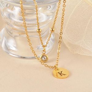 Подвески, простое ожерелье с буквами A-Z для женщин, цепочки из нержавеющей стали с фианитом цвета золота и серебра, ювелирные изделия, подарок на день рождения, оптовая продажа