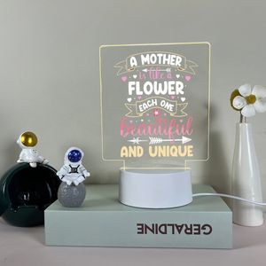 Декоративный 3D акриловый светодиодный ночник, настольный светильник, самый красивый подарок на день рождения для матери, подарок на День матери, украшение, прикроватная лампа 231202