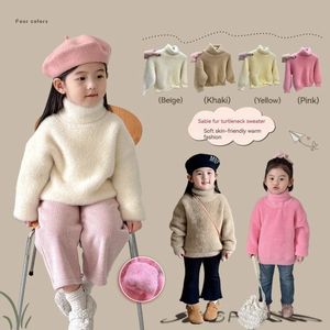 Setler Kızların yüksek boyunlu süveter Sonbahar/Kış Kore Edition Çocuk çok yönlü alt gömlek bebek uzun kollu yün 231202