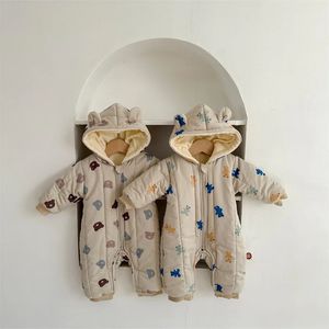 Tutkultlar Kürk astar bebek erkek ve kızlar kalın sıcak bebek kıyafet giyim tulumları 231202