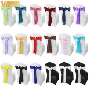 Sashes 25pcs / lote cadeira de cetim faixa arco 6 