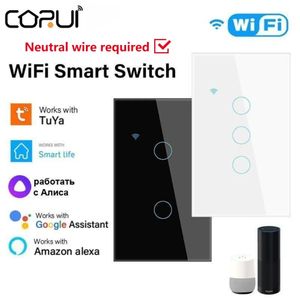 Аксессуары для переключателей CORUI Tuya WiFi Smart Touch Switch EU US 1234 Gang Light Wall Button Нужна нейтральная поддержка Alexa Google Home Life APP 231202