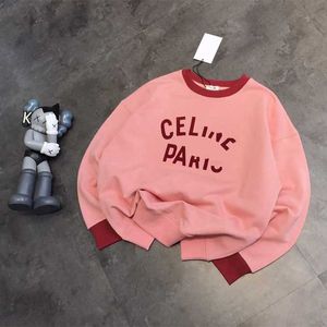 Hoodies femininos moletom designer marca cor contraste carta rosa suéter edição coreana solta tubo reto fio laço algodão gota ombro fyiu