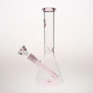 Novo design por atacado H25cm rosa fofo kitty impressão fumando bong bong bong/copo de vidro tubo bong/10 polegadas a água cachimbo de cachimbo de água com tigela fofa