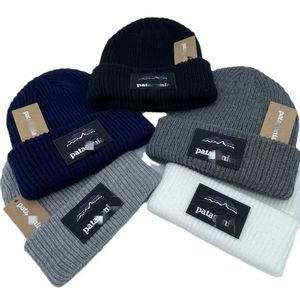 Осенне-зимние вязаные шапки, модные брендовые универсальные шерстяные шапки с закругленными краями для тепла, холодные шапки с вышивкой животных