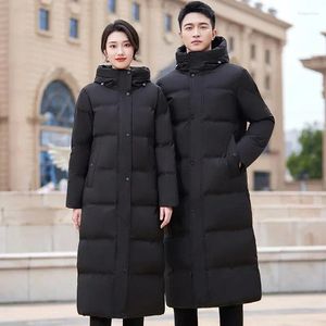 Kadın Trençkotları Kadınlar ve Erkekler İçin Kış Ceketleri Orta Uzunlukta Parkas Moda Pamuk Tek Göğüslü Kara Parka Çift Giysileri İnce Fit