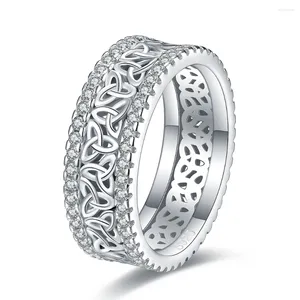 Küme Yüzükleri 925 STERLING Gümüş Kelt Sonsuzluğu Düğün Kübik Zirkonya İrlanda Vaat Nişan Mücevher Sevgililer Günü Hediyeler Kadın Karısı