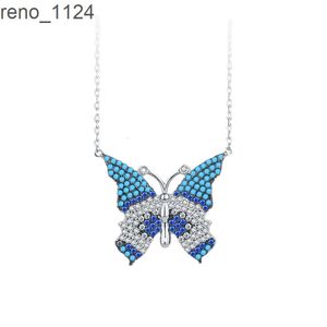 Bijoux chinois en argent sterling 925, chaîne simple, bleu turquoise, colliers papillon pour filles et femmes, vente en gros, 1