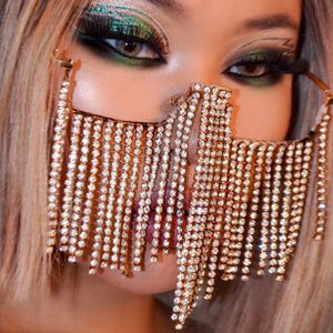 Diğer Ins Fashion Pubsel Rhinestone Gözlük Çerçeveleri Kadınlar İçin Yüz Zinciri Yaratıcı Masquerade Gözlük Dekorasyonu Kristal Yüz Takıları 231204