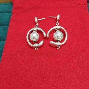 Stud Küpe Popüler İspanyol Orijinal Moda 925 Gümüş Renkli Beyaz İnci Notch Circle Pin Inorbit Küpeler Uno De 50 Jewelr237y
