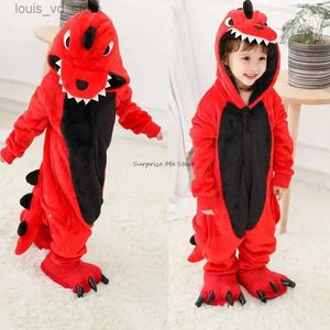 Pyjamas Rot Dinosaurier Onesie Kinder Kigurumi Pyjama Baby Mädchen Tier Overalls Overall Cartoon Cosplay Kostüm Nachtwäsche Junge Pyjama Pijama T231204