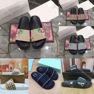 Tasarımcı Slipper Kadın Moda Terlik Yaz Lüks Düz Slaytlar Erkekler Plaj Sandal İşlemeli Buzağı Deri Deri Slipper 35-46