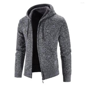 Men's Trench Coats Jacket Winter Thick Cardigan Male Sweater Zipper Hooded Warm Slim Fit Knitted Fleece Hoodies Men M-4Xl