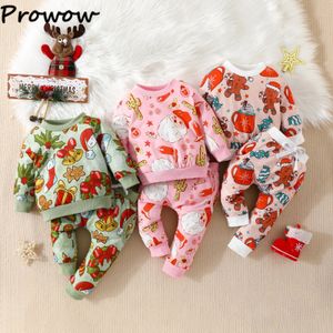 Clothing Sets Prowow 03Y Baby Christmas Outfits Santa Sweatshirt Top and Pants 2pcs My First Year Costume For Boys Girls Kids 231204