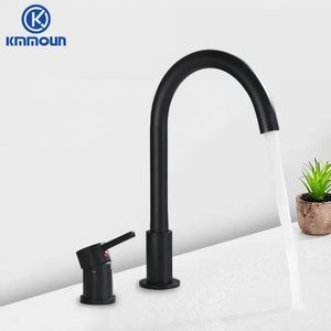 Andere Wasserhähne Duschen Accs Black Basin Faucet Mixer Cold Tap Chrome Gold Bathroom Wash Split Crane Kmmoun 231204