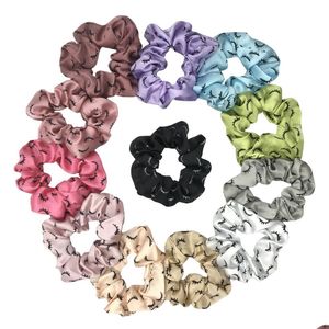 Saç Kauçuk Bantlar 50 PC/Lot 20 Renk Pembe Kirpik Saç Scrunchies Toptan Esnek Kızlar At kuyruğu Tutucu Elastik Bant Taşıyıcı Dro Dhzkd