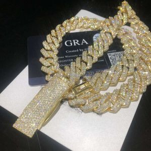 Flawless Vvs Diamond Hip Hop 925 Sterling Silver Cuban Link Chain 10k 14k 18k Gold Iced Out Moissanite Cuban Necklace Bracelet